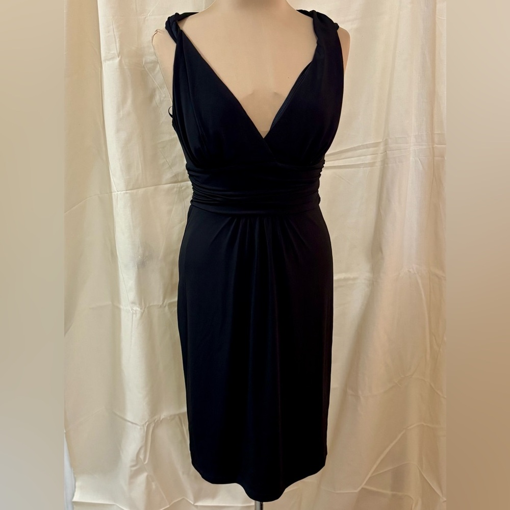 Le Chateau Black Plunge Neck Cocktail Gown